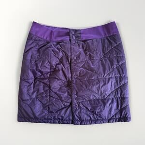 LL Bean A-Line Mini Snow Skirt 14 Regular Plus Purple Quilted Insulated Puffer